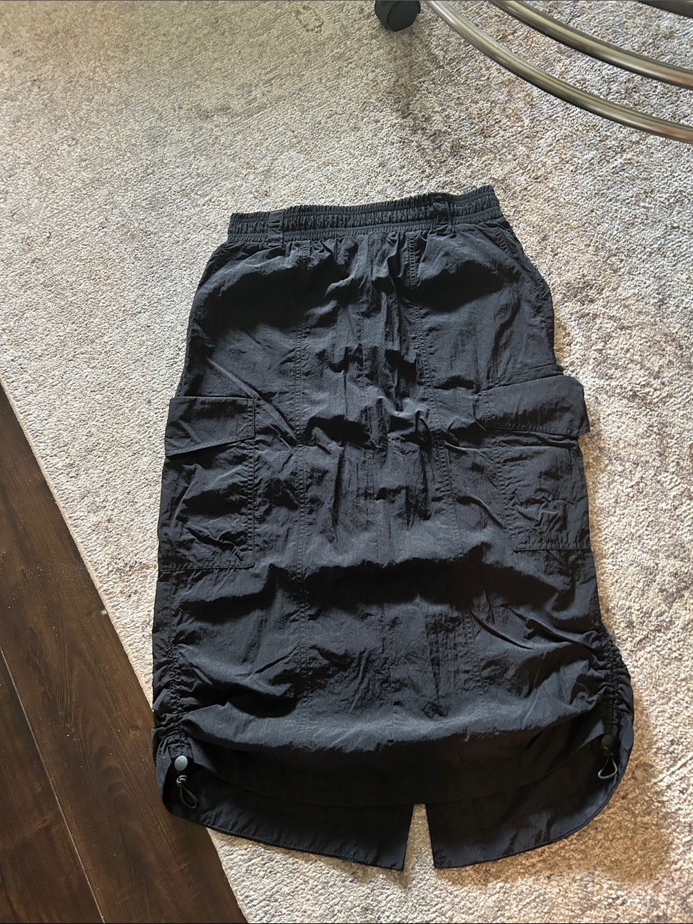 Democracy Black Cargo Midi Skirt with Drawcord Hem